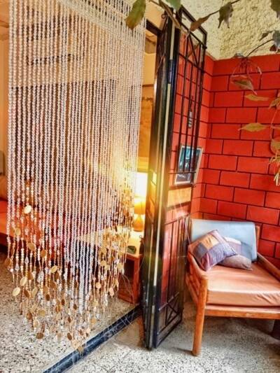 Vintage Style Bead Curtains For Decor Sunlit White Gold Bead Curtain In Balcony