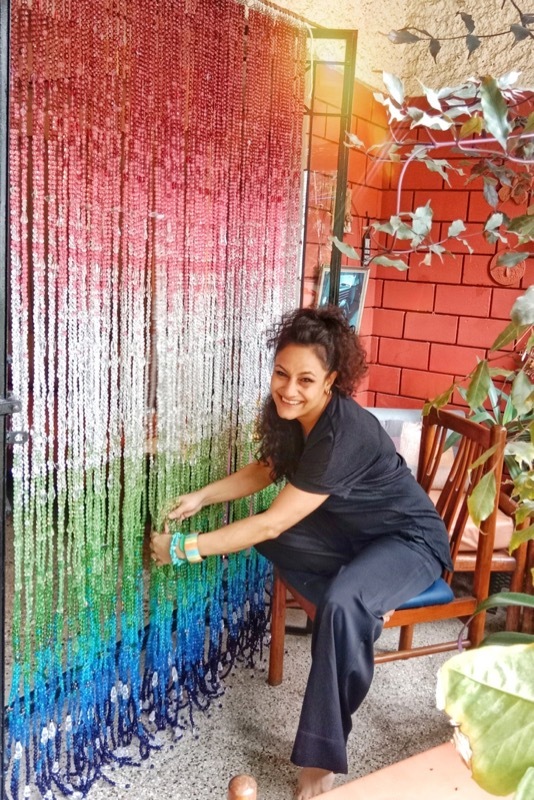 Botanical Glass Beaded Curtain For Door