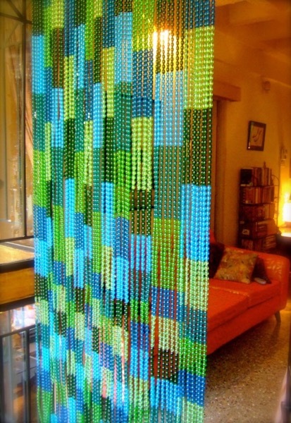 Blue Green Mosaic Design Glass Beaded Curtain