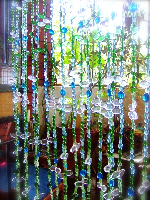 Beaded Curtain Room Divider Delicate Fantasy Garden Design Beaded Strings