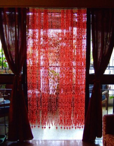 Red Crystal Room Divider New York Bead Curtain