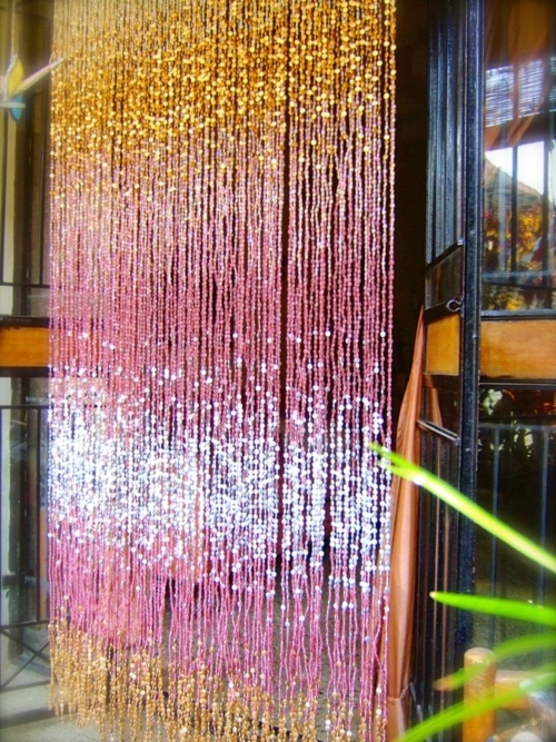 Antique Beaded Curtain Pink Ombre Crystal Antique Beaded Curtain