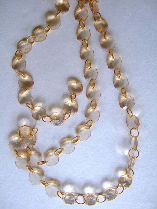 Crystal White Bead Curtain Custom Colour Beige Diamond Shape Beads For Curtains