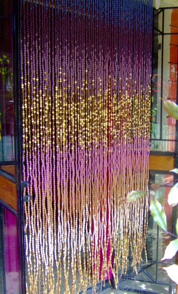 purple beige ombre glass beaded curtain