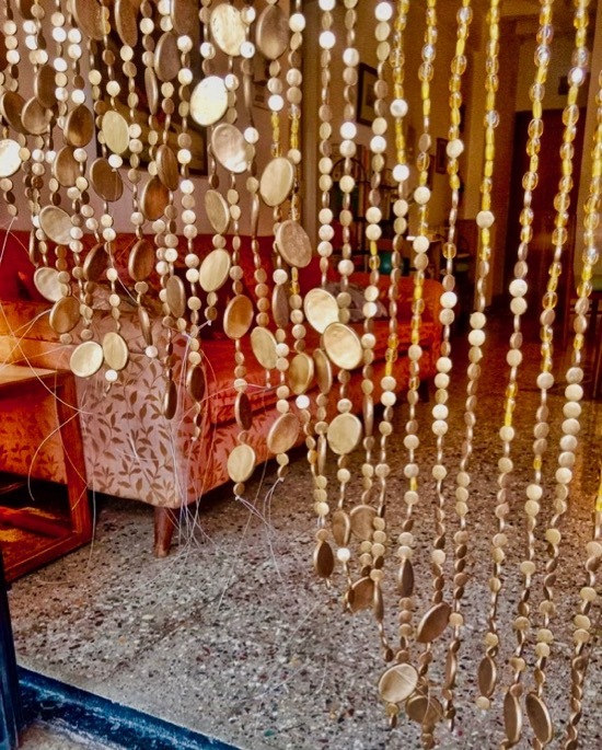 Champagne Glass beads Gold embellishing archways curtain