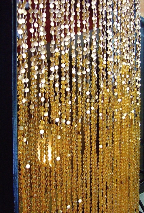 Best Beaded Door Curtain Yellow Gold Beads Partition For Hotel Reception