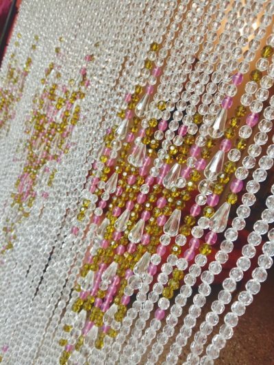 Buy Restaurant Beaded Room Divider Online Intricate Design White Olive Green Pink Beads Room Partition