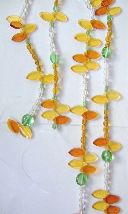 Yellow Leaf Design Door Bead Curtain