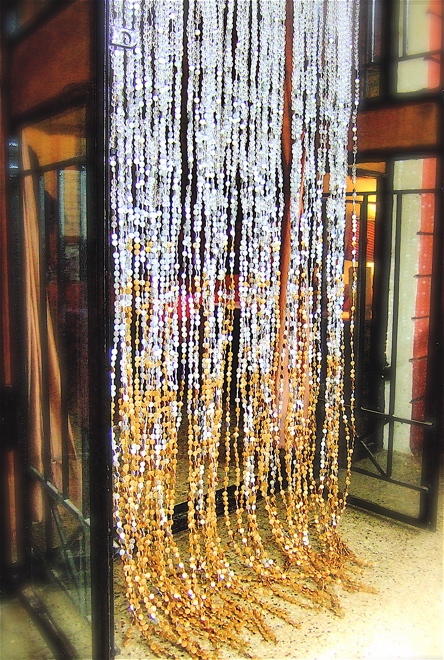 Hotel Interiors White Silver Gold Bead Curtain