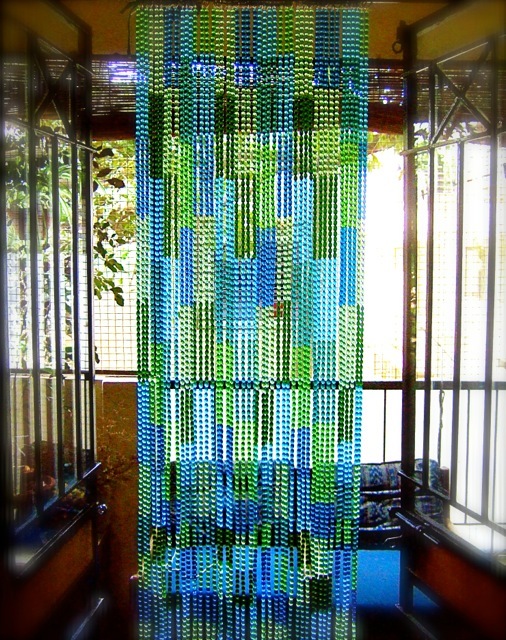 Blue Green Mosaic Beaded Partition