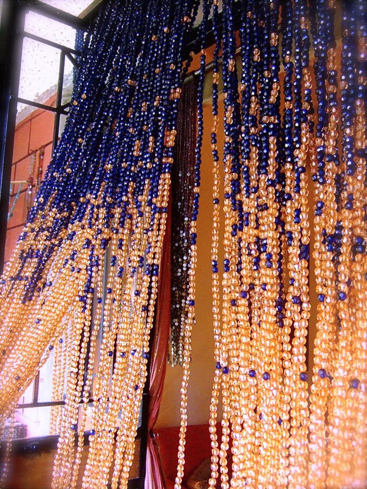 Navy Blue Champagne Acrylic Crystal Bead Curtain