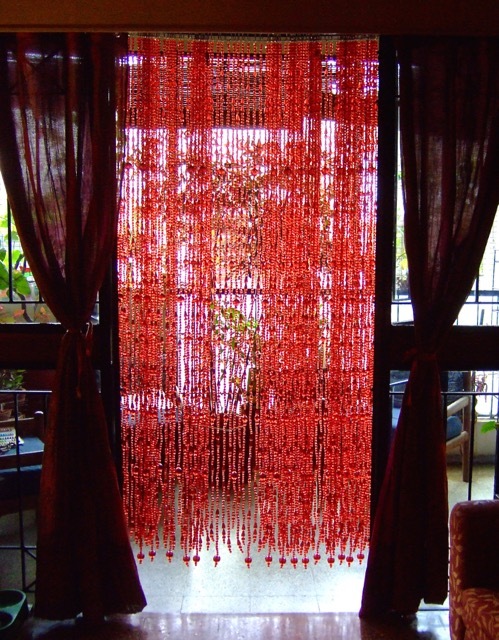 living room interior design bead curtain