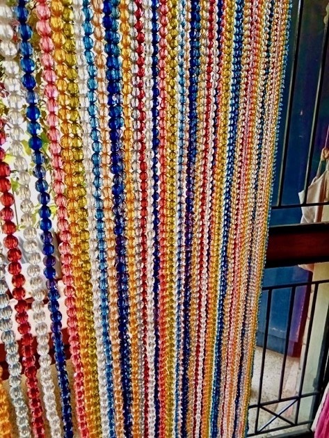 Colourful Striped Design Bead Strings Door Curtain
