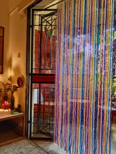 colourful stripes beaded room divider