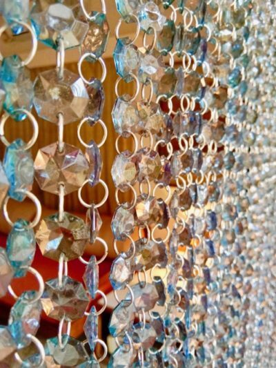 restaurant partition blue crystals design