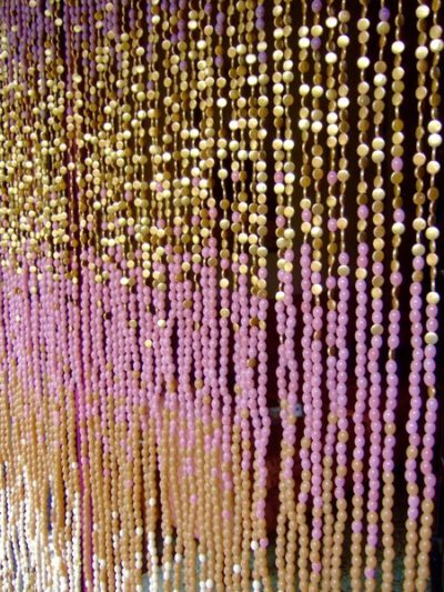 closet door bead curtain in purple beige glass beads