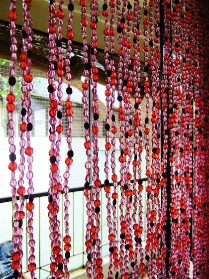 Pink Purple Colorful Door Beads Curtain Beautiful View Through Pink Purple Beads Partition