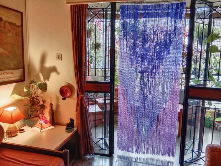Ombre Navy Purple Beaded Curtain Room Divider Ohio Usa